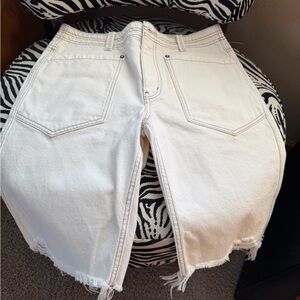 We The Free Cream Denim Shorts